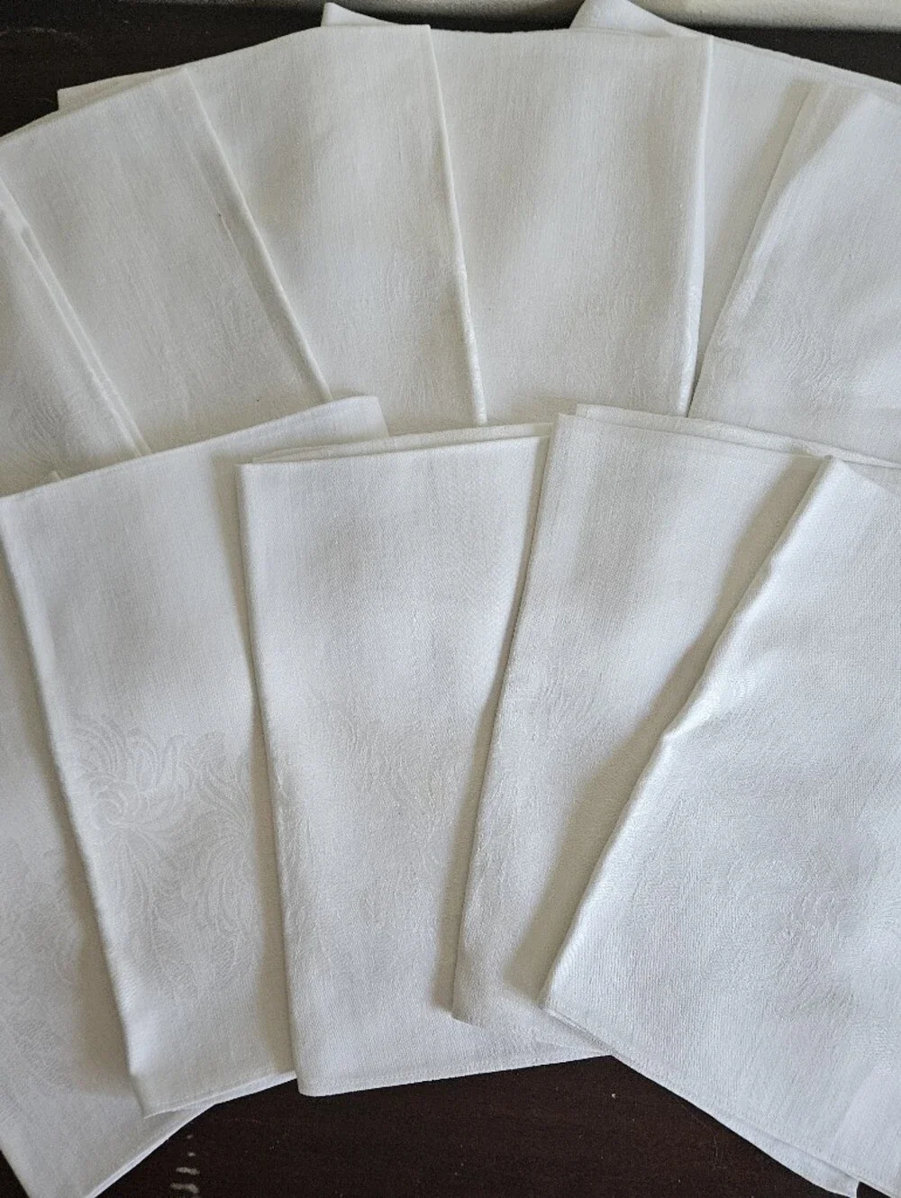 12 Vintage Double Damask Cloth Dinner Napkins Chrysanthemum Pattern 22
